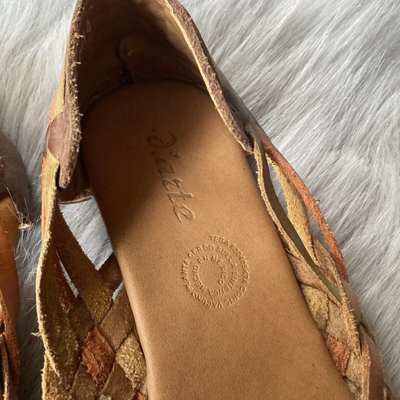 D'Arte Huarache Traditional Mexican Shoes Womens Size 7? Brown Orange Leather - Picture 3 of 8